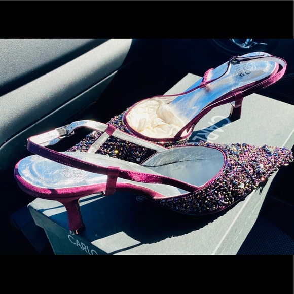 Carlo Fellini heels 👠 purple and iridescent, 8.5 - Picture 3 of 5